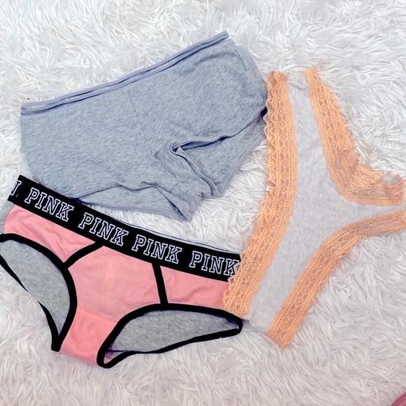 PINK Victoria's Secret Gray and Peach Lace Underwear Bundle - Picture 3 of 6